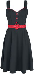 Queen Heart Button Flare Dress, Voodoo Vixen, Keskipitkä mekko