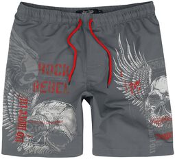 Swim Shorts with Skull Print, Rock Rebel by EMP, Uimashortsit