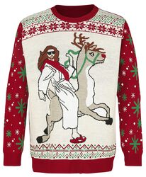 Jesus Riding Reindeer, Ugly Christmas Sweater, Jouluneule