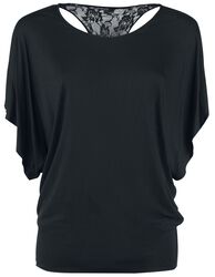 Paita lepakkohihoilla ja pitsiselkämyksellä, Gothicana by EMP, T-paita