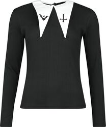 Pitkähihainen paita valkoisella kauluksella, Gothicana by EMP, Pitkähihainen paita