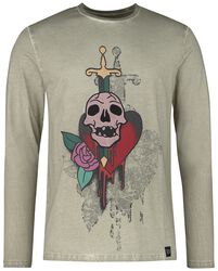 Long-sleeved shirt with skull patch