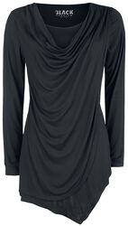 Musta pitkähihainen paita vesiputouskaula-aukolla, Black Premium by EMP, Pitkähihainen paita