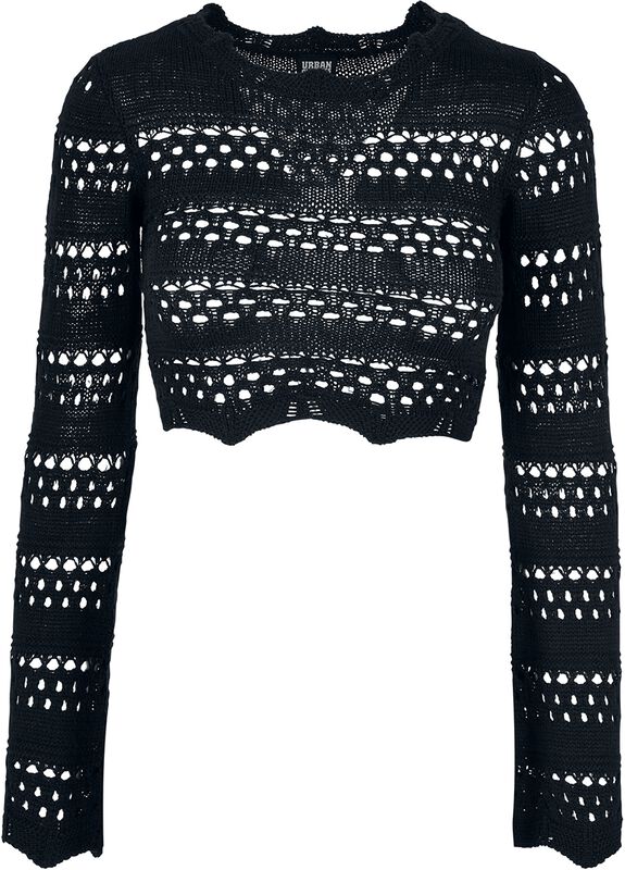 Ladies’ cropped crochet knit jumper neulepusero