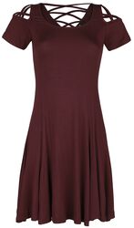 Tummanpunainen mekko koristenyöreillä, Black Premium by EMP, Lyhyt mekko