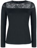 Black Long-Sleeve Shirt with Lace, Black Premium by EMP, Pitkähihainen paita