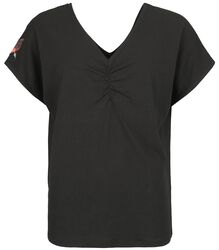 T-paita rypytetyllä V-kaula-aukolla, Black Premium by EMP, T-paita