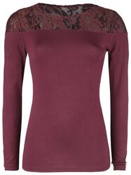 Red Long-Sleeve Top with Lace