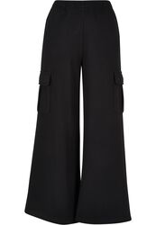 Ladies’ highwaist wide leg cargo terry trousers housut, Urban Classics, Reisitaskuhousut