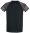 Musta T-paita camokuvioisella Rockhand-painatuksella