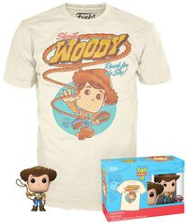 4 - Sheriff Woody - POP!-figuuri & T-paita, Toy Story, Funko Pop! -figuuri