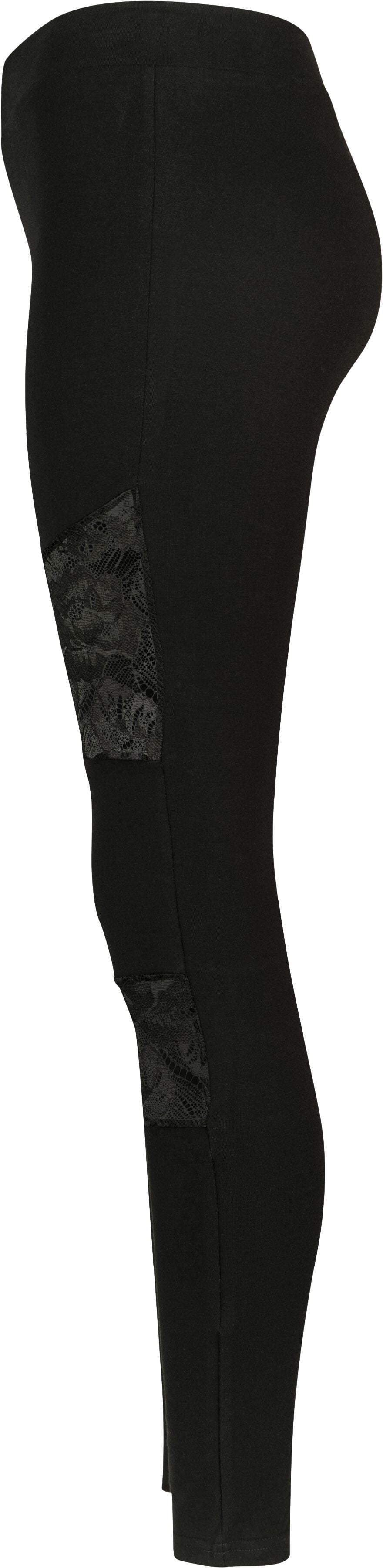 Leggings Femme Avec Inserts Dentelle – Taille Haute, Slim Fit, Coton/élasthanne | Urban Classics, Style Décontracté