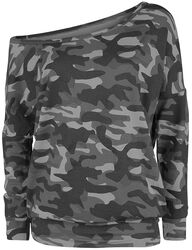 Tumma camokuvioinen pitkähihainen paita venekaula-aukolla, Black Premium by EMP, Pitkähihainen paita