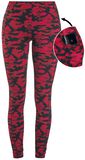 Punaiset camo-kuvioidut leggingsit sivutaskuilla, Rock Rebel by EMP, Leggingsit