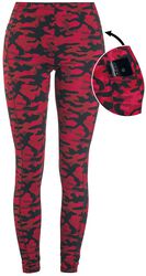 Punaiset camo-kuvioidut leggingsit sivutaskuilla, Rock Rebel by EMP, Leggingsit