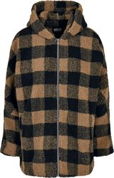 Ladies Hooded Oversized Check Sherpa Jacket talvitakki, Urban Classics, Välikausitakki