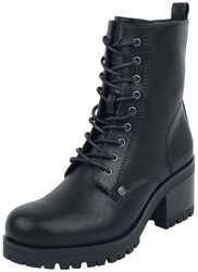 Mustat saappaat kengännauhoilla, Black Premium by EMP, Varsikengät