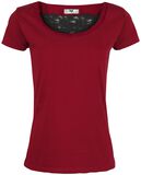 Cut-Out-Lace-Shirt, Black Premium by EMP, T-paita