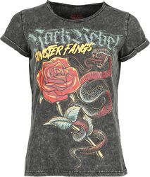 T-paita old school käärme- ja kohopainatuksilla, Rock Rebel by EMP, T-paita