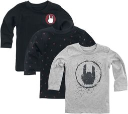 Lasten harmaa/musta pitkähihainen paita (3 kpl setti), EMP, Pitkähihainen paita