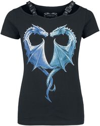 Gothicana X Anne Stokes - musta T-paita isolla lohikäärmepainatuksella edessä, Gothicana by EMP, T-paita